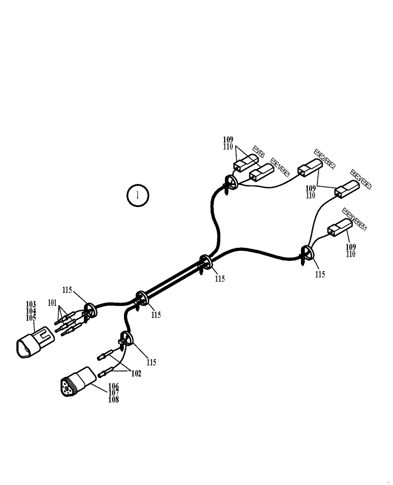 Схема запчастей Case 321D - (32.213[001]) - CABLE HARNESS TAIL LIGHT (S/N 591052-UP) No Description