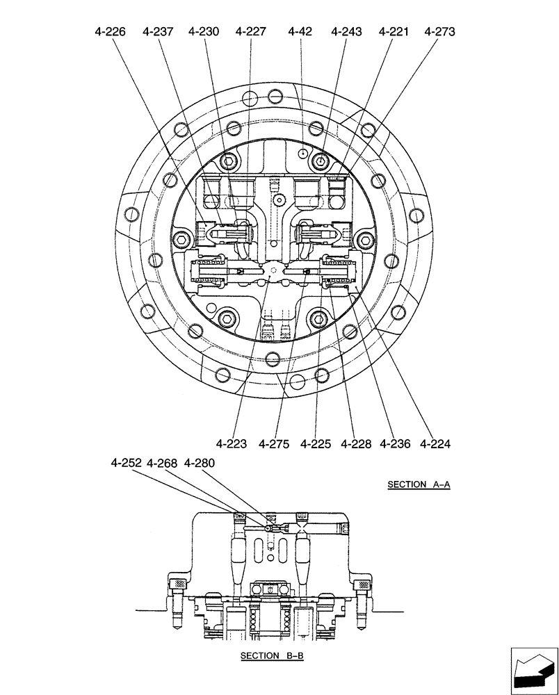 Схема запчастей Case CX31B - (02-003[03]) - MOTOR INSTAL, PROPEL (35) - HYDRAULIC SYSTEMS