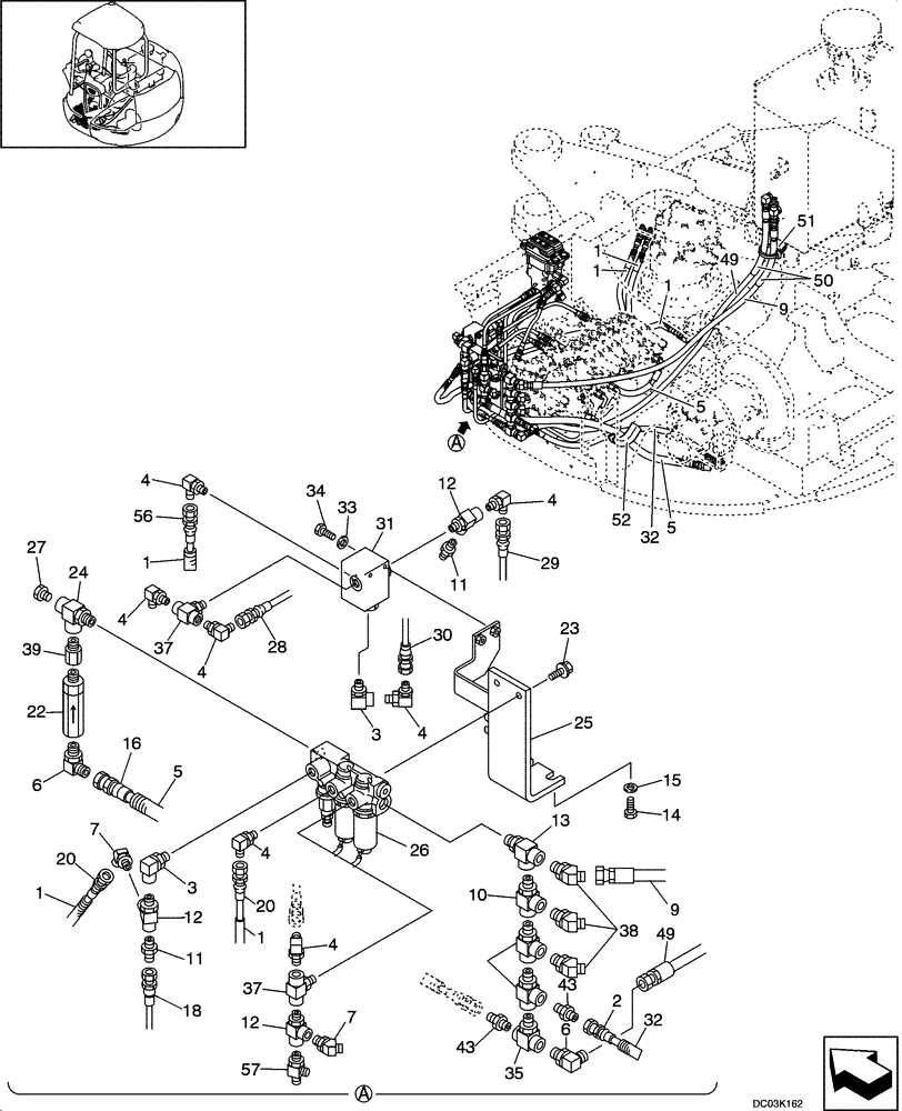 Схема запчастей Case CX47 - (08-11[00]) - HYDRAULICS - PILOT CONTROL LINES, SWING (08) - HYDRAULICS