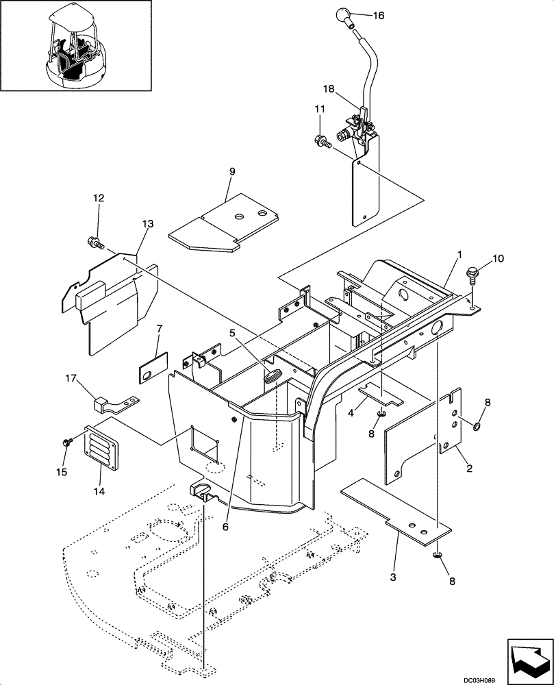 Схема запчастей Case CX25 - (09-25[00]) - STAND CONTROL - CANOPY (09) - CHASSIS/ATTACHMENTS