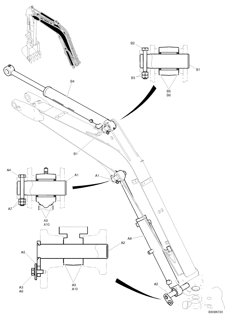 Схема запчастей Case CX27B BTW - (03-005) - CYLINDER INSTAL (CAB) (PV02B00166F1, PV02B00154F1) (35) - HYDRAULIC SYSTEMS