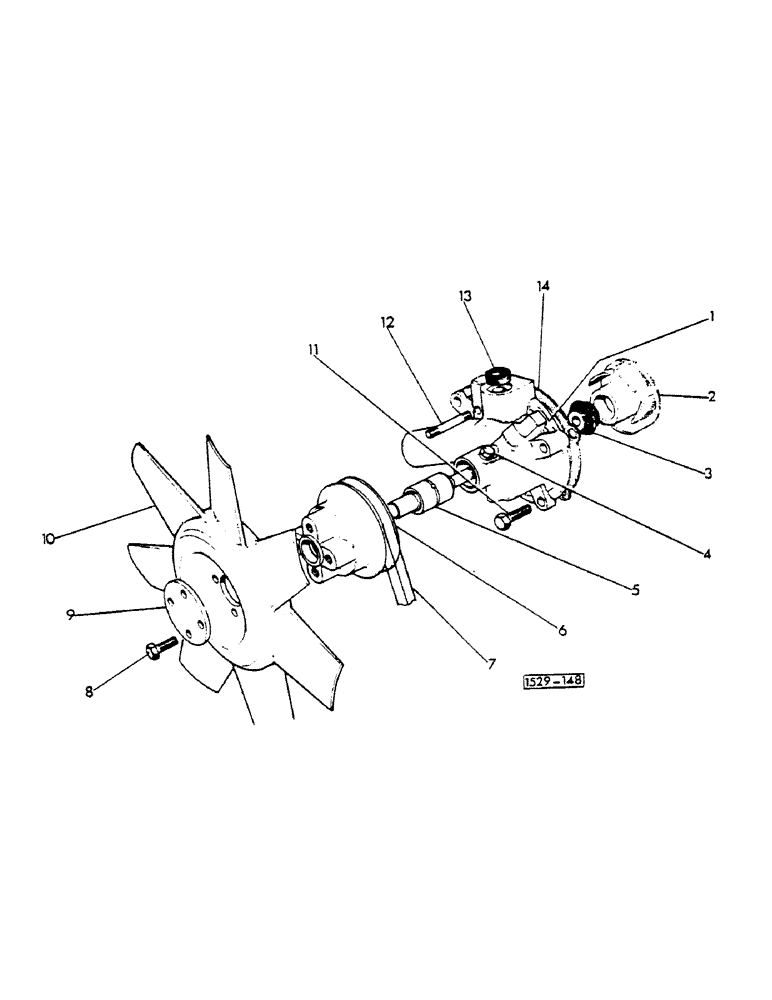 Схема запчастей Case 1529 - (064) - WATER PUMP, FAN (10) - ENGINE