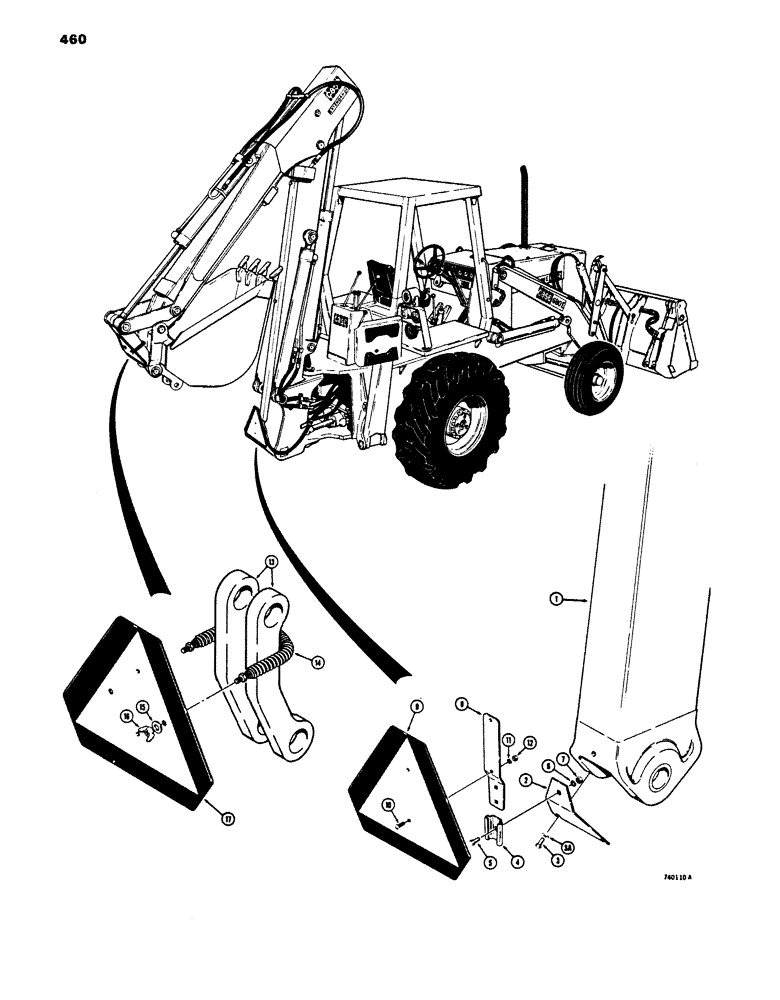 Схема запчастей Case 680E - (460) - SLOW MOVING VEHICLE EMBLEM, EARLY PRODUCTION, SLOW MOVING (90) - PLATFORM, CAB, BODYWORK AND DECALS