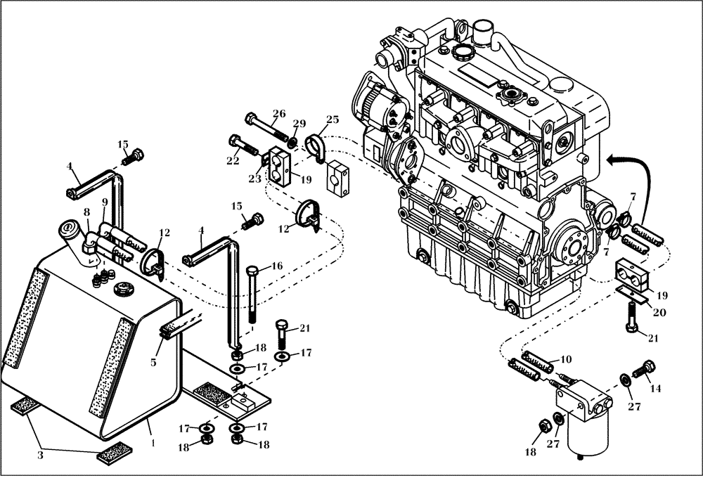 Схема запчастей Case 221D - (13.300[002]) - FUEL SYSTEM (S/N 581202-UP) (10) - ENGINE