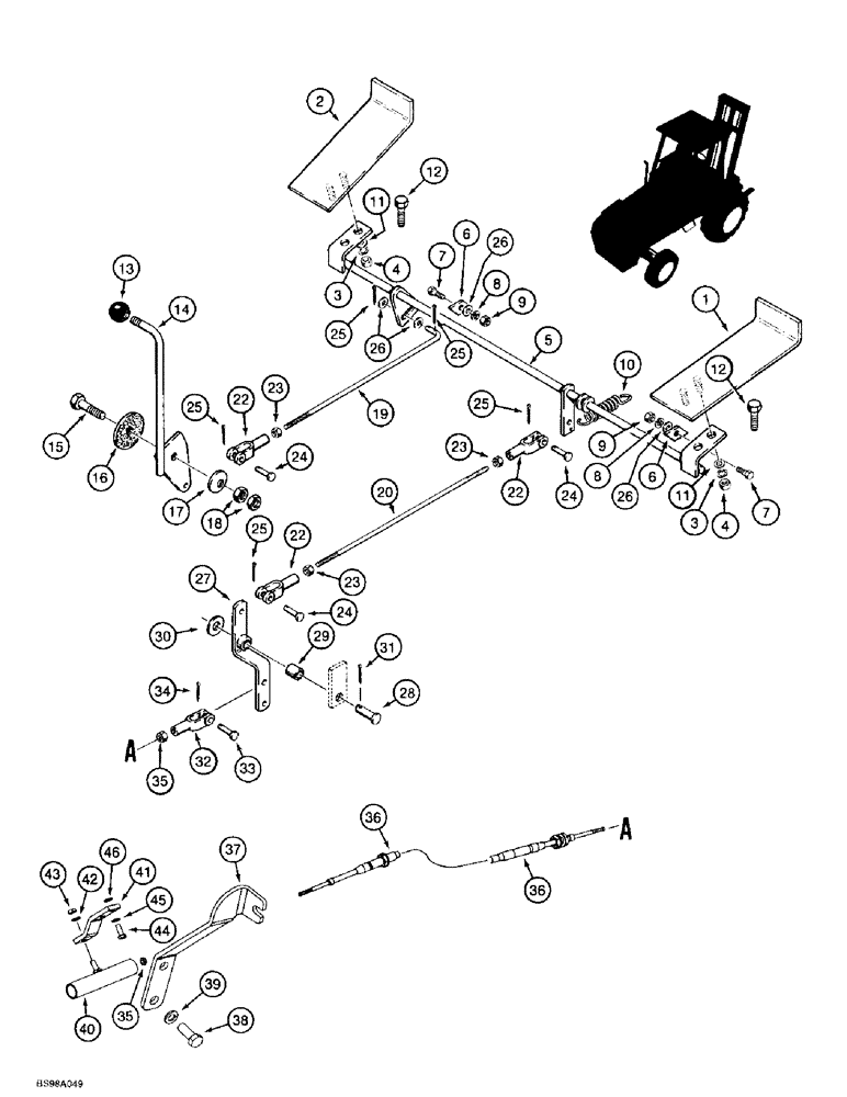 Схема запчастей Case 584E - (3-03) - THROTTLE CONTROL LINKAGE, P.I.N. JJG0251722 AND AFTER (03) - FUEL SYSTEM