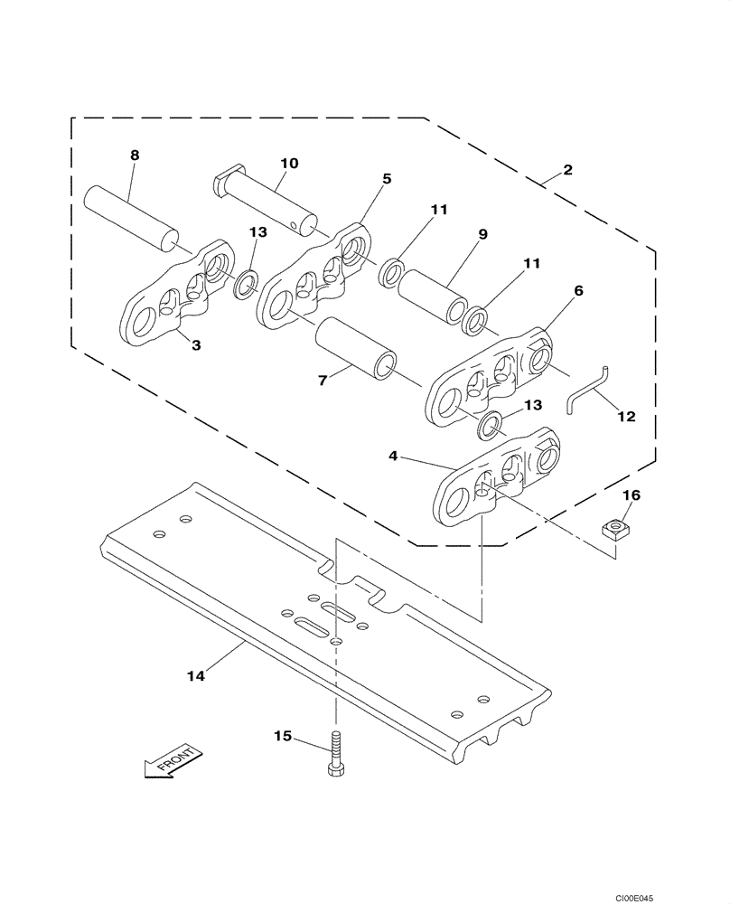 Схема запчастей Case CX135SR - (05-03) - TRACK CHAINS - STEEL (11) - TRACKS/STEERING