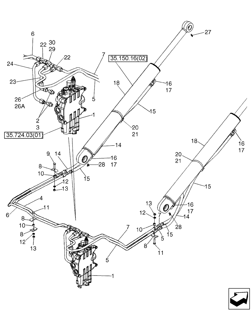 Схема запчастей Case 580SM - (35.736.01[01]) - HYDRAULICS - CYLINDER, LOADER LIFT (580SM) (35) - HYDRAULIC SYSTEMS