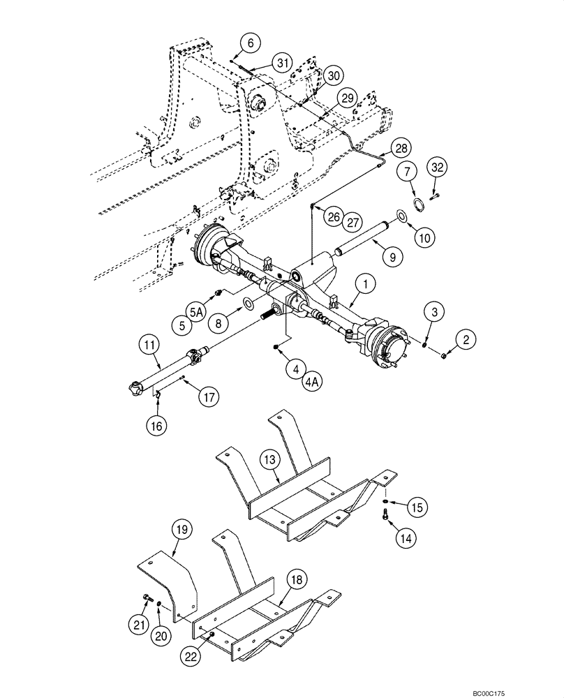 Схема запчастей Case 580M - (06-01) - AXLE, FRONT DRIVE - MOUNTING (06) - POWER TRAIN