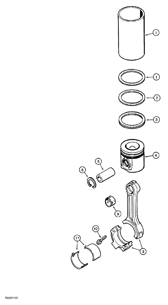 Схема запчастей Case 650G - (2-46) - PISTONS AND CONNECTING RODS (PRIOR TO P.I.N. JJG0216449) (02) - ENGINE