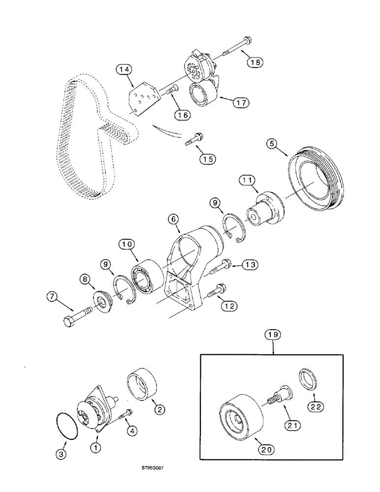 Схема запчастей Case 590SL - (2-16) - WATER PUMP SYSTEM, 4T-390 EMISSIONS CERTIFIED ENGINE (02) - ENGINE