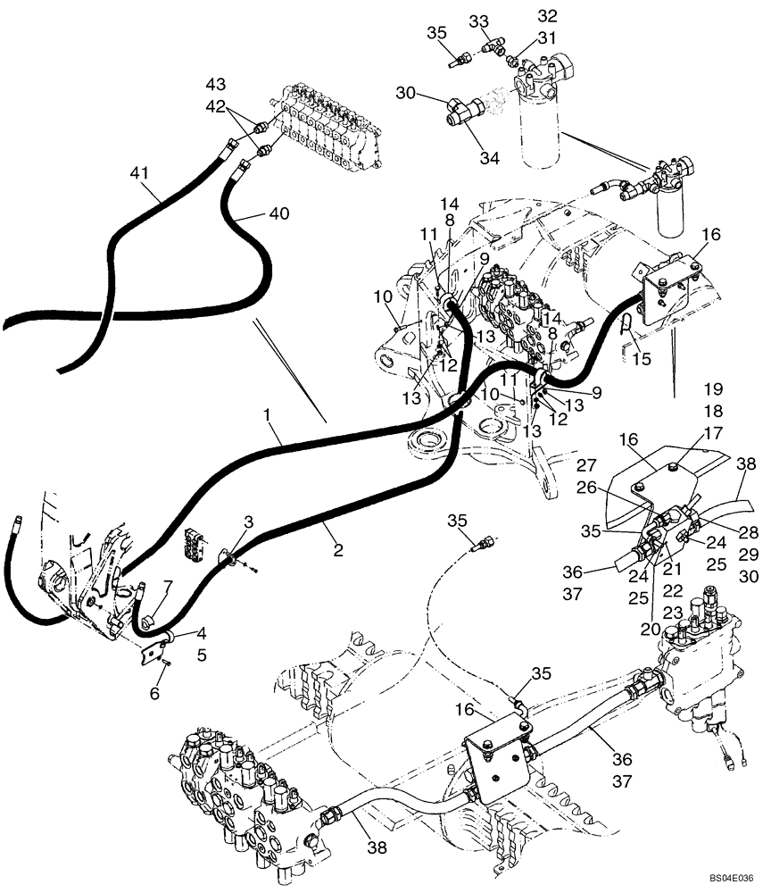 Схема запчастей Case 590SM - (08-23) - HYDRAULICS - BACKHOE AUXILIARY (WITHOUT PILOT CONTROLS) (08) - HYDRAULICS