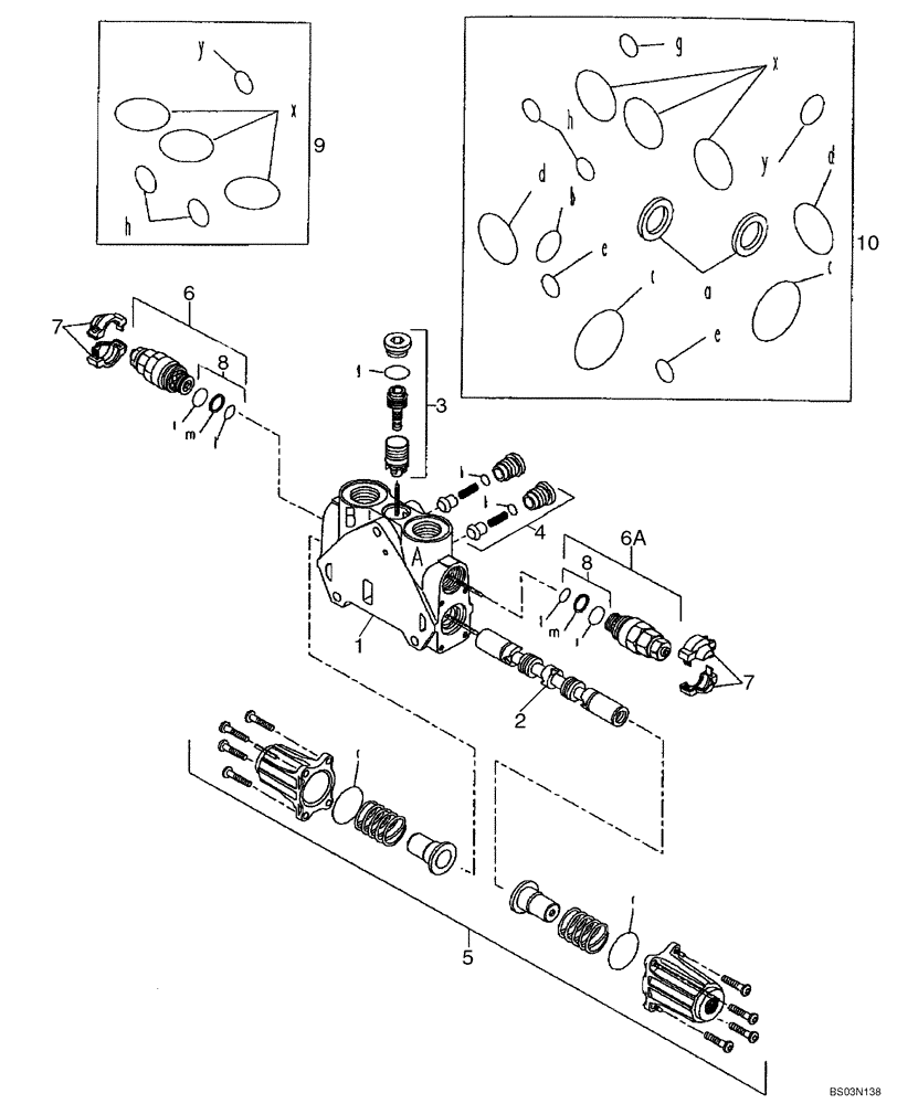 Схема запчастей Case 580M - (08-44) - VALVE SECTION - BACKHOE BUCKET (WITH PILOT CONTROLS) (08) - HYDRAULICS