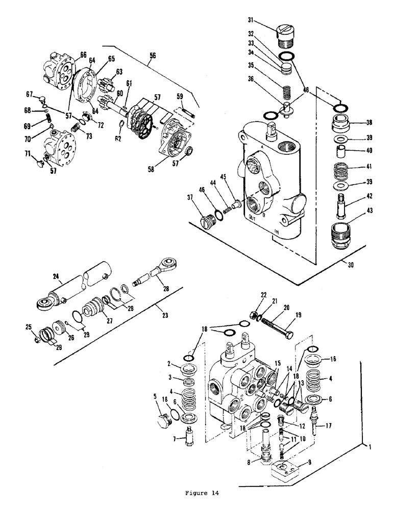 Схема запчастей Case L55 - (30) - ACCESSORY VALVE, STEERING VALVE, STEERING CYLINDER, PRIORITY PUMP 