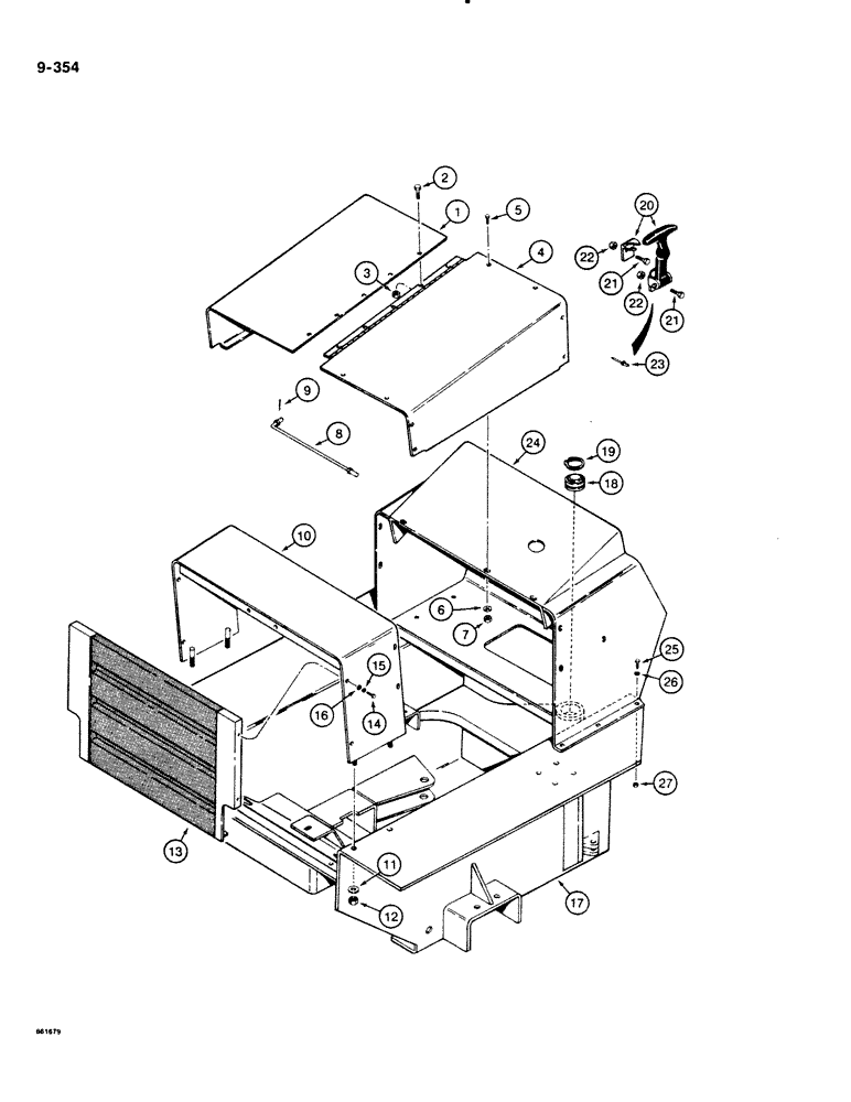 Схема запчастей Case DH4B - (9-354) - HOOD, GRILLE, FRONT FRAME, AND CONSOLE (09) - CHASSIS/ATTACHMENTS