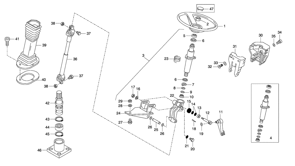 Схема запчастей Case 330 - (43A00000745[01]) - STEERING SYSTEM - STEERING COLUMN (09) - Implement / Hydraulics / Frame / Brakes