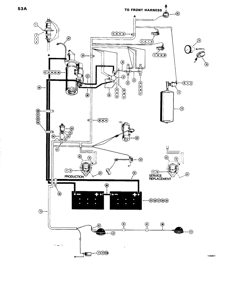 Схема запчастей Case W14 - (053A) - ELECTRICAL SYSTEM, REAR HARNESS, MODELS WITH INSTRUMENT CLUSTER (04) - ELECTRICAL SYSTEMS