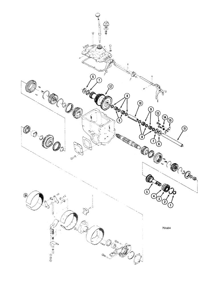 Схема запчастей Case 680CK - (084) - TRANSMISSION, INPUT, IDLER GEAR AND COUNTERSHAFT (21) - TRANSMISSION