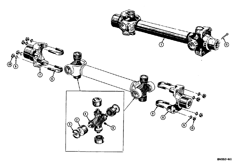 Схема запчастей Case 310E - (042) - DRIVESHAFT AND UNIVERSAL JOINTS - DIESEL (03) - TRANSMISSION