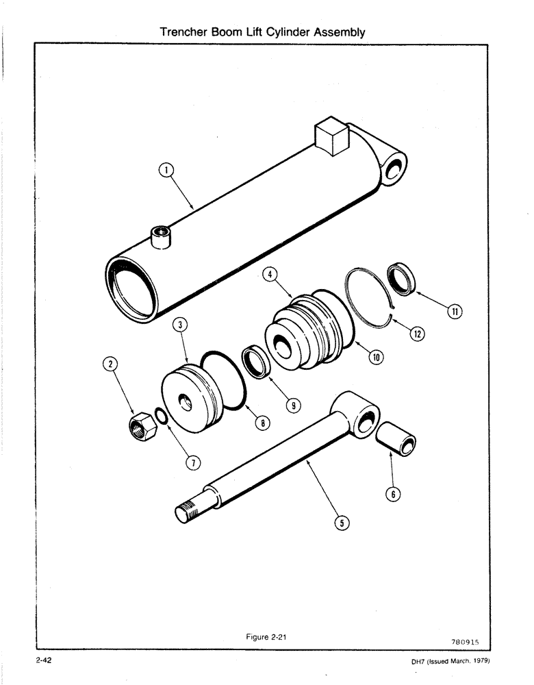 Схема запчастей Case DH7 - (2-42) - TRENCHER BOOM LIFT CYLINDER ASSEMBLY (35) - HYDRAULIC SYSTEMS