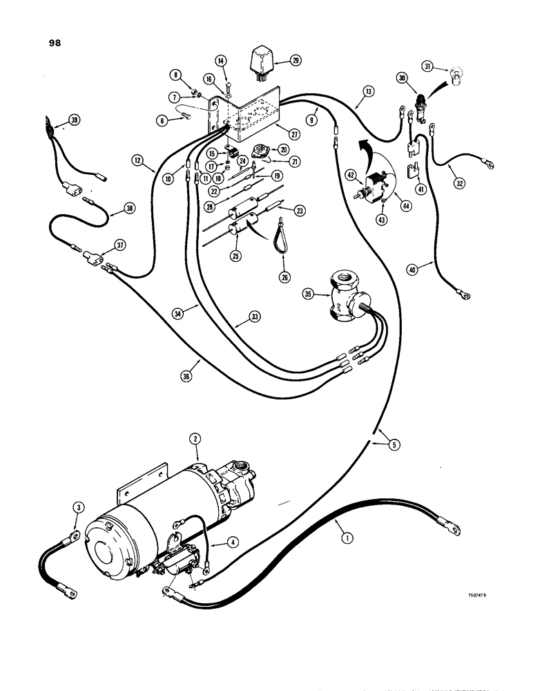 Схема запчастей Case W24B - (098) - ELECTRICAL SYSTEM, AUXILIARY STEERING (04) - ELECTRICAL SYSTEMS