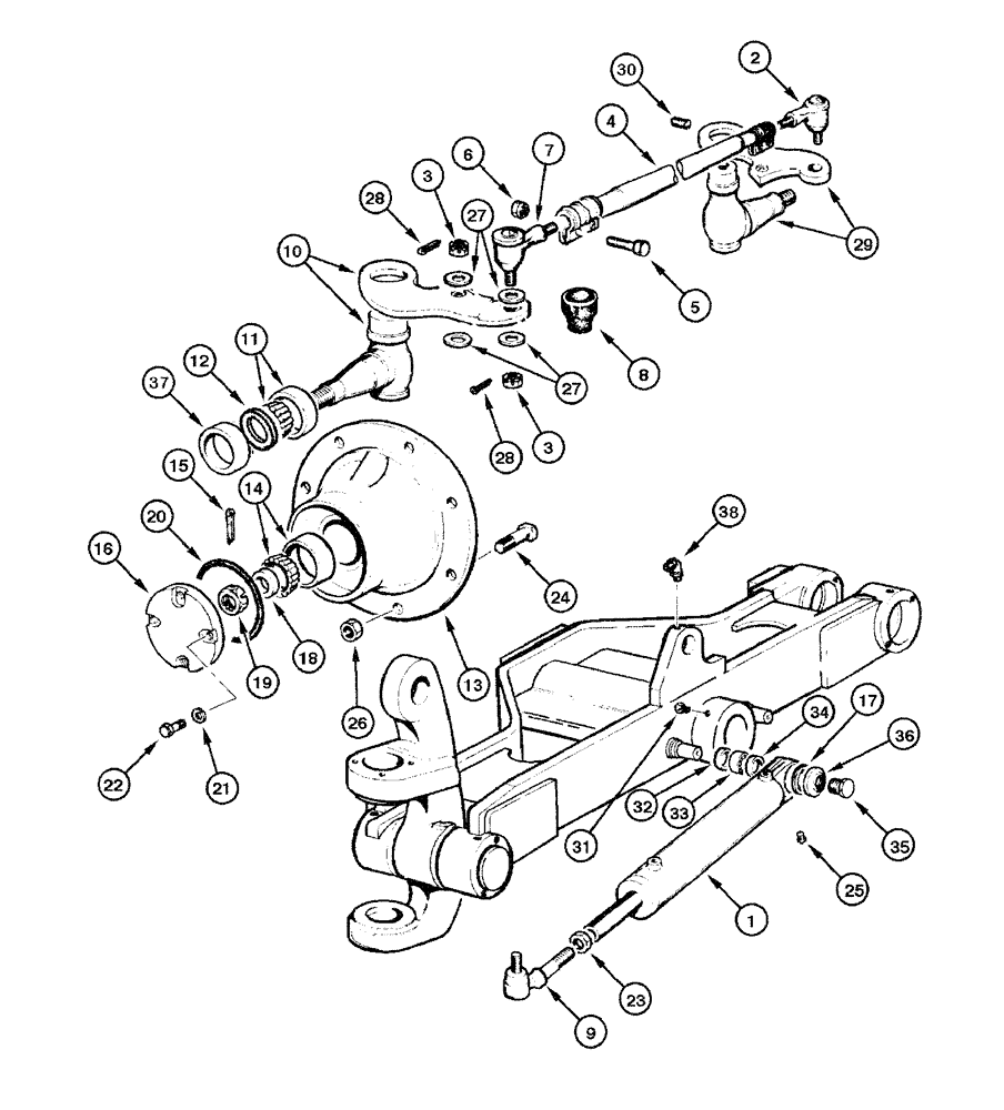 Схема запчастей Case 865 DHP - (6-046) - FRONT AXLE - WHEEL HUB AND STEERING BAR (06) - POWER TRAIN