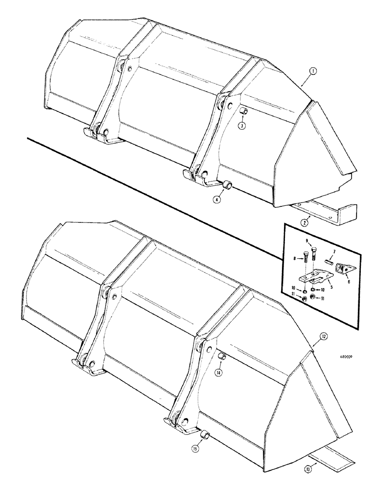 Схема запчастей Case 680CK - (178) - LOADER BUCKETS, 1-1/4 CUBIC YARD LOADER BUCKET (MACHINERY (82) - FRONT LOADER & BUCKET