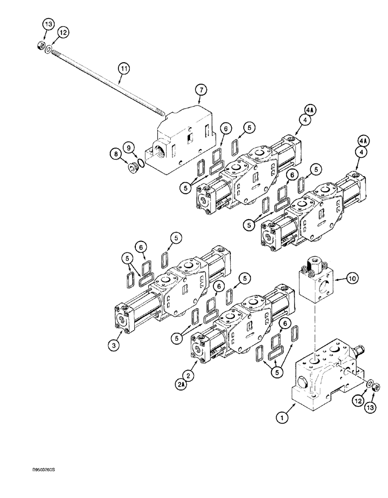 Схема запчастей Case 921 - (8-024) - LOADER CONTROL VALVE, FOUR-SPOOL, PRIOR TO P.I.N. JEE0040188 (08) - HYDRAULICS