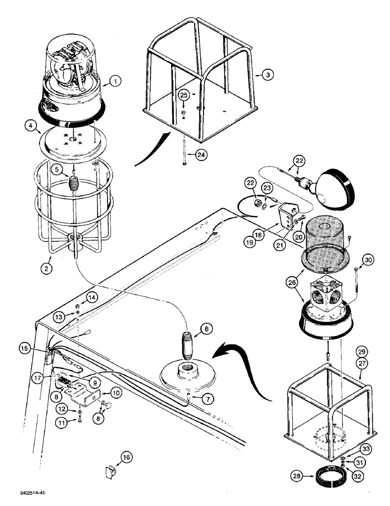 Схема запчастей Case W36 - (4-172) - LAMPS AND ROTATING BEACON, USED ON MODELS WITH CANOPY (04) - ELECTRICAL SYSTEMS