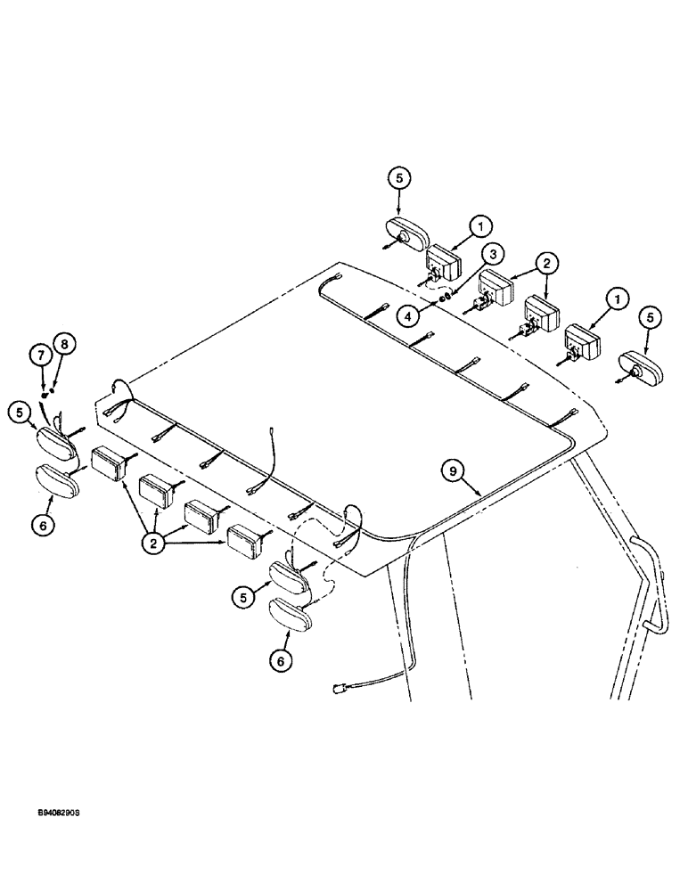 Схема запчастей Case 580SL - (4-28) - TRACTOR LAMP ELECTRICAL CIRCUIT, WITH ROPS CANOPY (04) - ELECTRICAL SYSTEMS