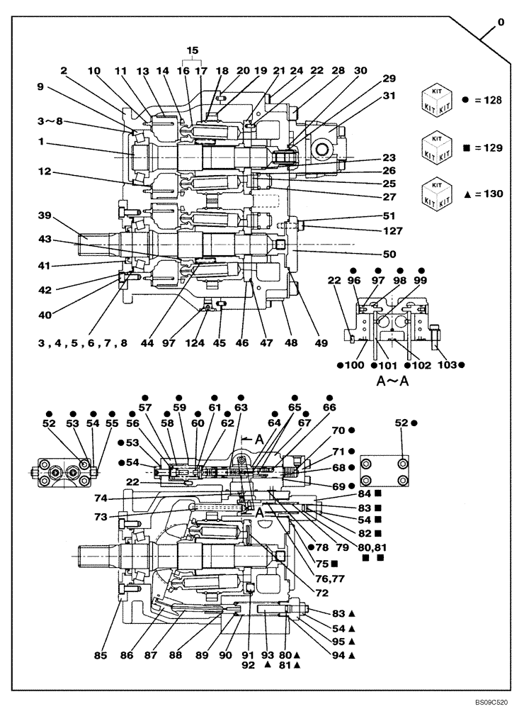 Схема запчастей Case CX225SR - (08-96[01]) - HYDRAULIC PUMP (STANDARD) (08) - HYDRAULICS