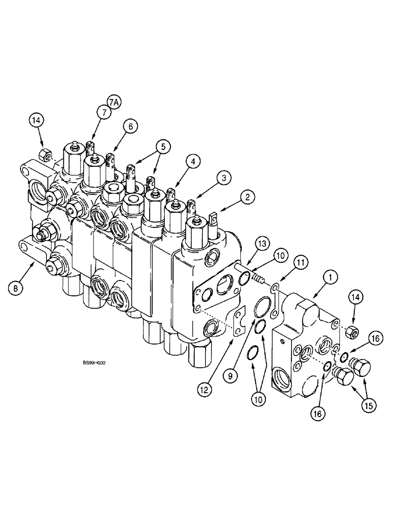 Схема запчастей Case 590SL - (8-90) - BACKHOE CONTROL VALVES, MODELS WITHOUT EXTENDABLE DIPPER, W/ AUX. HYD. (08) - HYDRAULICS