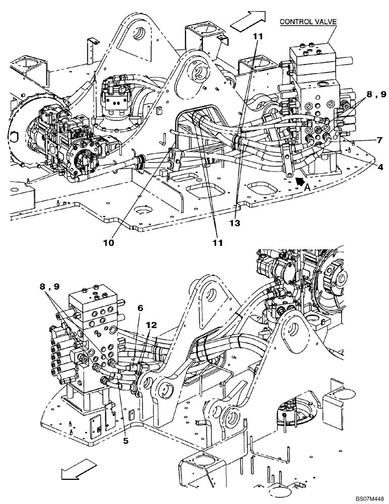 Схема запчастей Case CX135SR - (08-41[01]) - HYDRAULICS - TRAVEL - WITH DOZER BLADE (08) - HYDRAULICS