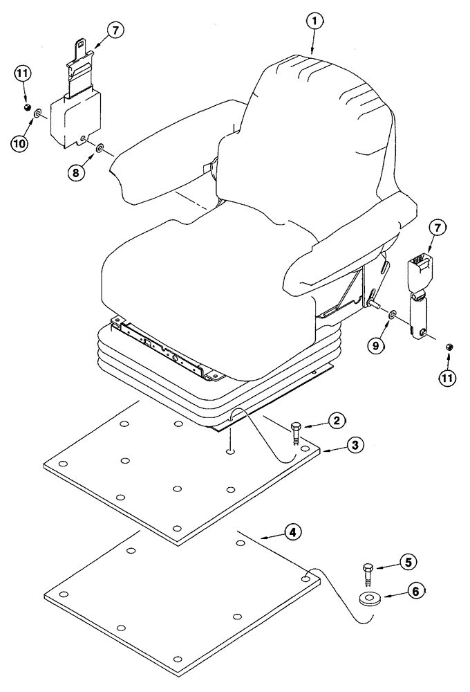 Схема запчастей Case 845 - (09.42[00]) - SEAT - MOUNTING (09) - CHASSIS