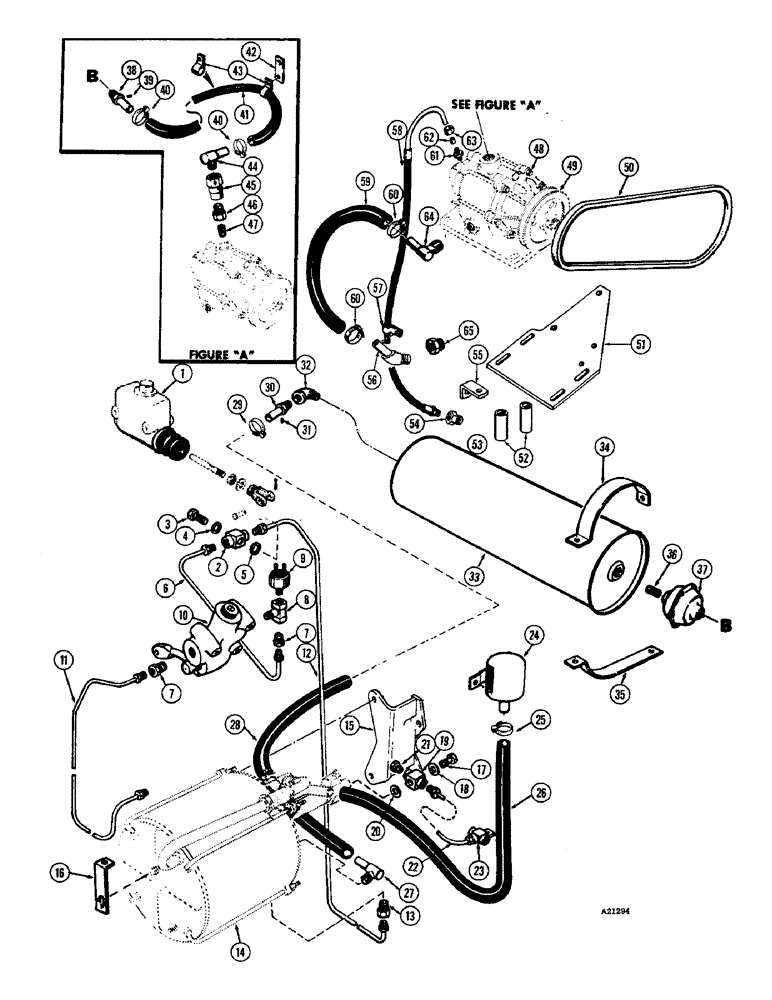 Схема запчастей Case W10E - (124) - HYDROVAC BRAKE SYSTEM, DIESEL ENGINE, HYDROVAC PUMP CYL., RESERVE TANK & FILTERS (07) - BRAKES