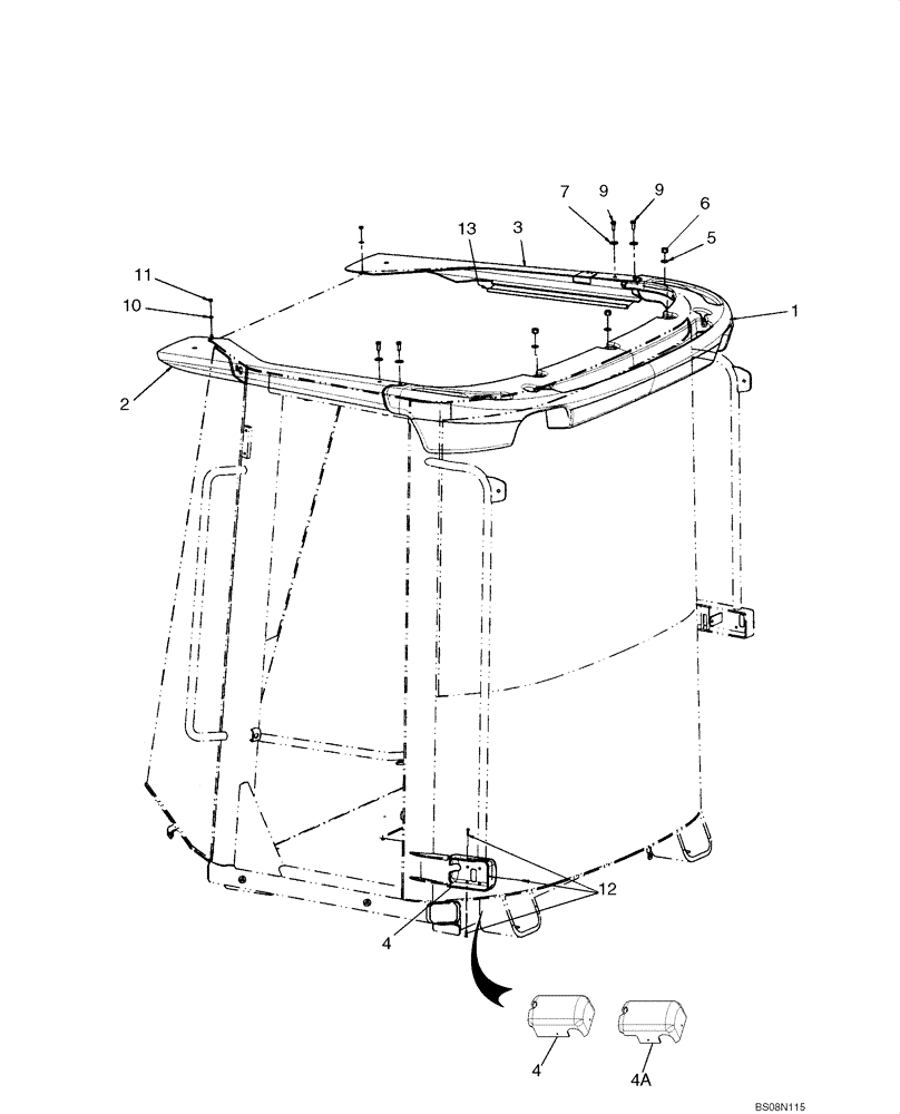 Схема запчастей Case 521E - (09-64) - CAB - EXTERIOR TRIM (09) - CHASSIS