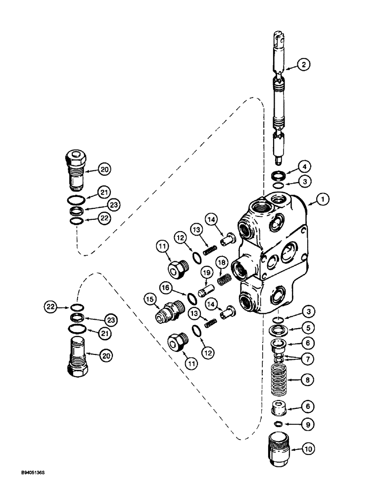 Схема запчастей Case 580SL - (8-130) - BACKHOE CONTROL VALVE, DIPPER EXTENSION SECTION, PRIOR TO TRACTOR PIN JJG0193620 (08) - HYDRAULICS