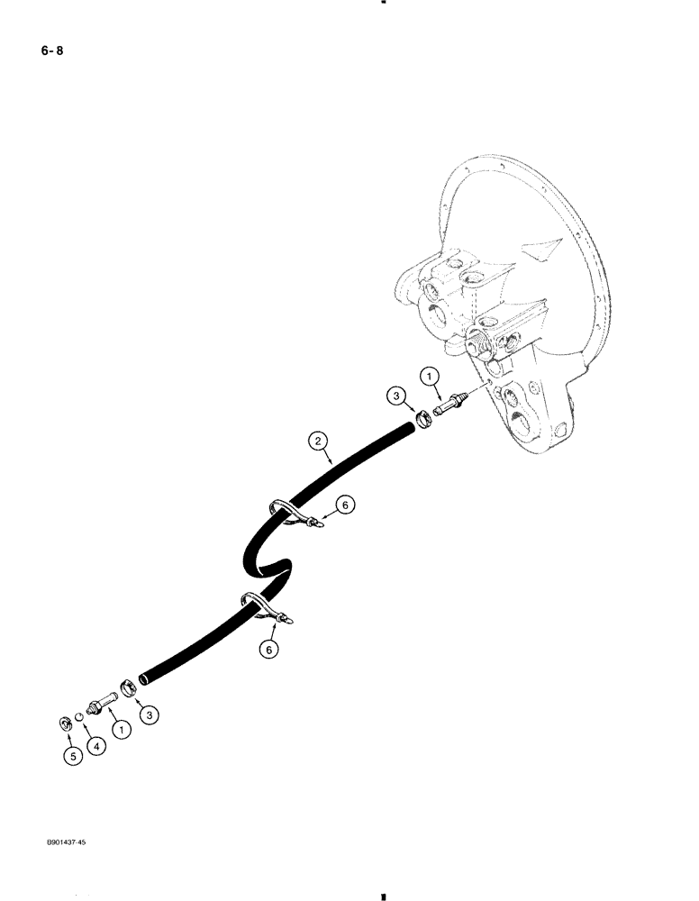 Схема запчастей Case 580K - (6-008) - PTO TORQUE CONVERTER DRAIN LINE (06) - POWER TRAIN