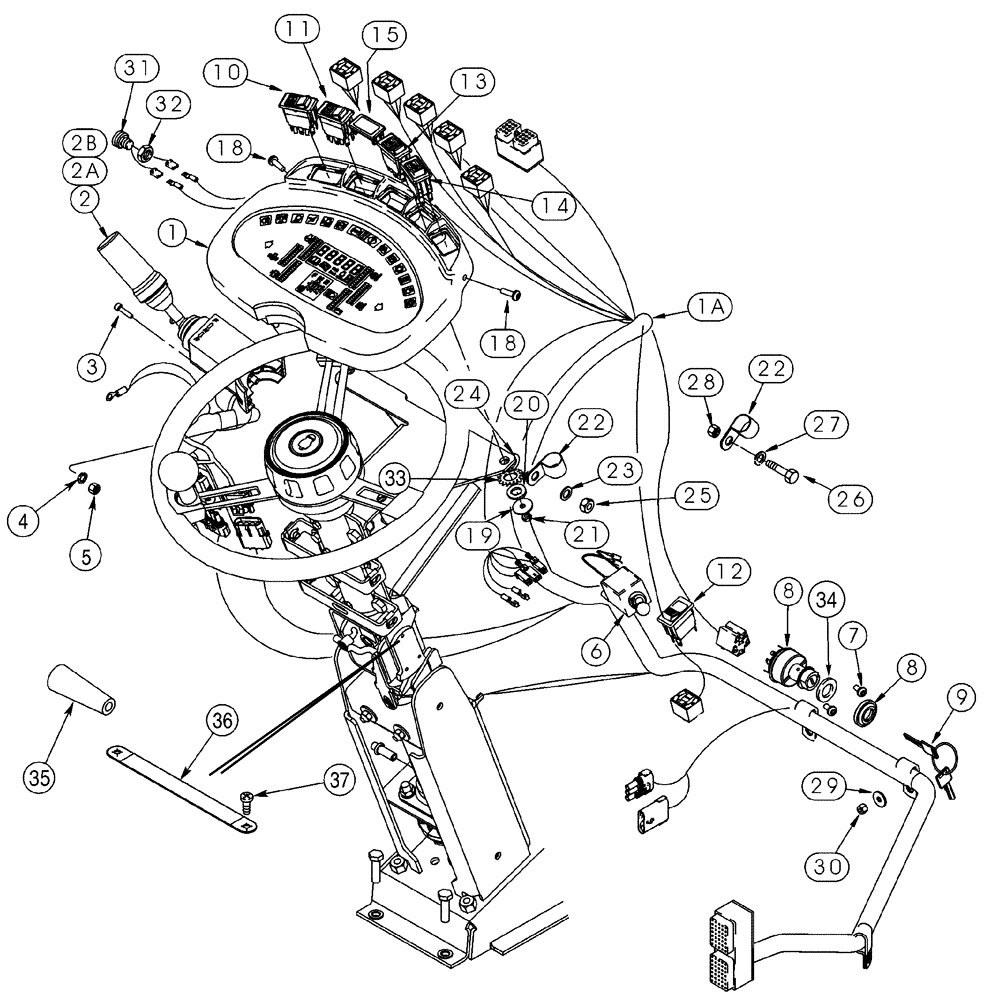 Схема запчастей Case 621D - (04-09) - HARNESS - PEDESTAL (04) - ELECTRICAL SYSTEMS