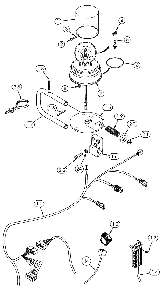 Схема запчастей Case 621D - (04-28) - BEACON ASSY, ROTATING - MOUNTING (04) - ELECTRICAL SYSTEMS