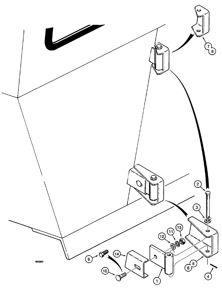 Схема запчастей Case W14 - (608) - CAB DOOR HINGES, * USED BEFORE CAB SN 53700 (09) - CHASSIS/ATTACHMENTS