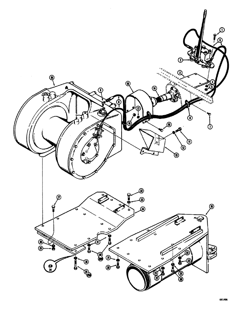 Схема запчастей Case 300 - (154) - WINCH & CONTRL PARTS,GEARMTIC WINCH,WINCH MNTG HRDWR,BEF. TRAC SN5285,WINCH MNTG HRDWR,SN 5285 & AFT (18) - ATTACHMENT ACCESSORIES