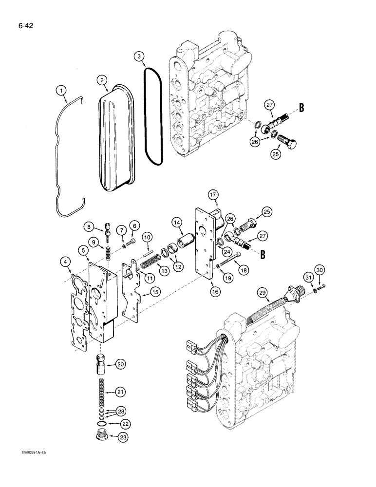 Схема запчастей Case 721 - (6-42) - TRANSMISSION ASSEMBLY, CONTROL VALVE, PRIOR TO P.I.N JAK0022758 (06) - POWER TRAIN