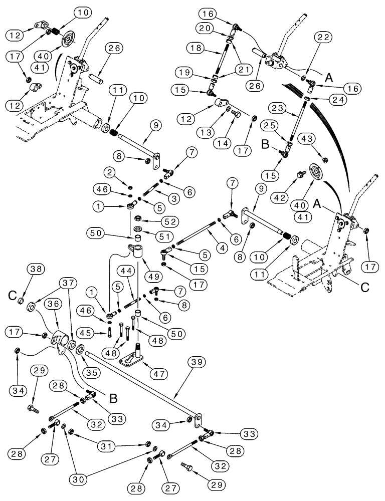 Схема запчастей Case 75XT - (09-16) - LINKAGE - LOADER AND GROUND DRIVE (09) - CHASSIS