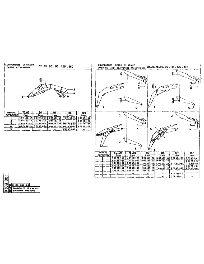 Схема запчастей Case 160CL - (273) - SHIMMING WASHRS, LOADR ATTCH 75-85-90-115-125-160,BCKHOE/CLAMSHELL ATTCH 60-70-75-85-90-115-125-160 (05) - UPPERSTRUCTURE CHASSIS