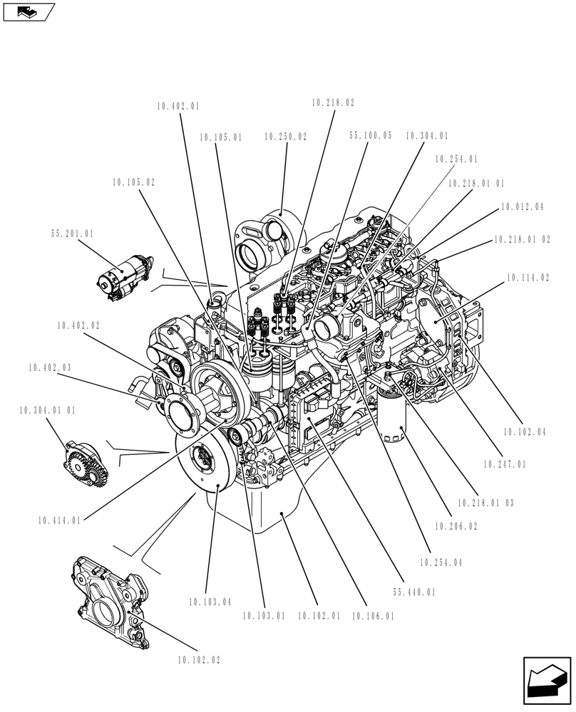 Схема запчастей Case F4HFE613R A003 - (10.000.01[01]) - PICTORIAL INDEX - ENGINE ENGINE COMPONENTS