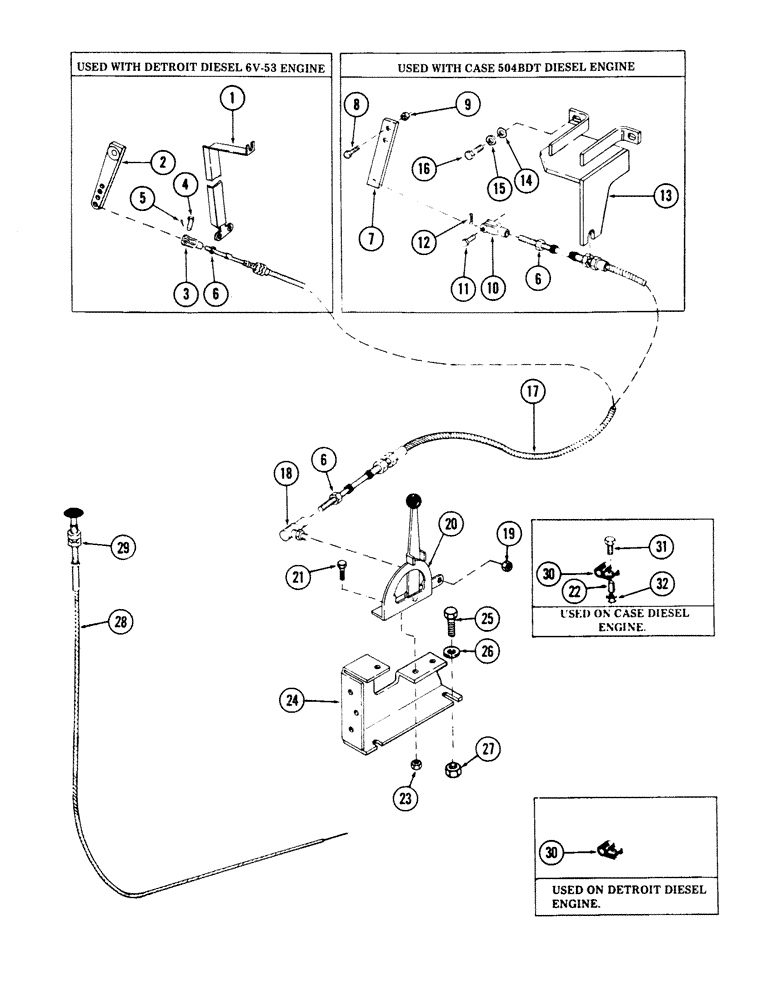 Схема запчастей Case 50 - (3-62) - THROTTLE AND SHUT-OFF CONTROL CABLES (03) - FUEL SYSTEM