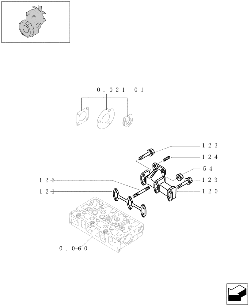 Схема запчастей Case CX16B - (0.077[01]) - EXHAUST MANIFOLD (10) - ENGINE