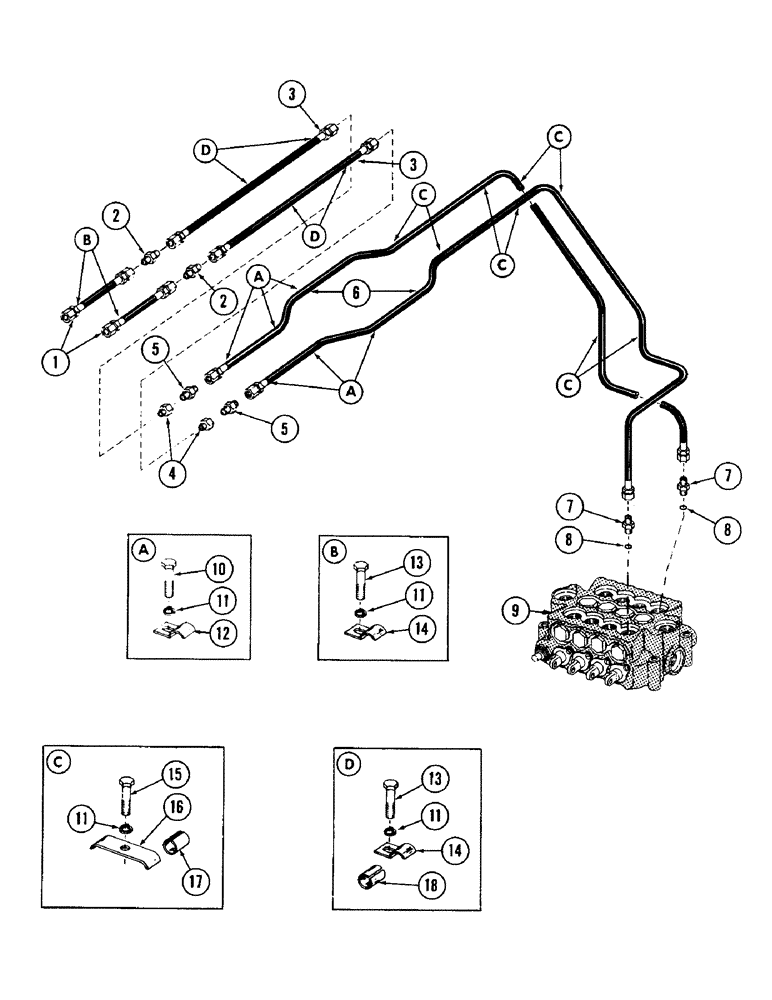 Схема запчастей Case 880 - (262) - "Y" BOOM WRIST-O-TWIST HYDRAULICS, (USED ON UNITS W/S.N. 6200000 THRU 6200288) (07) - HYDRAULIC SYSTEM