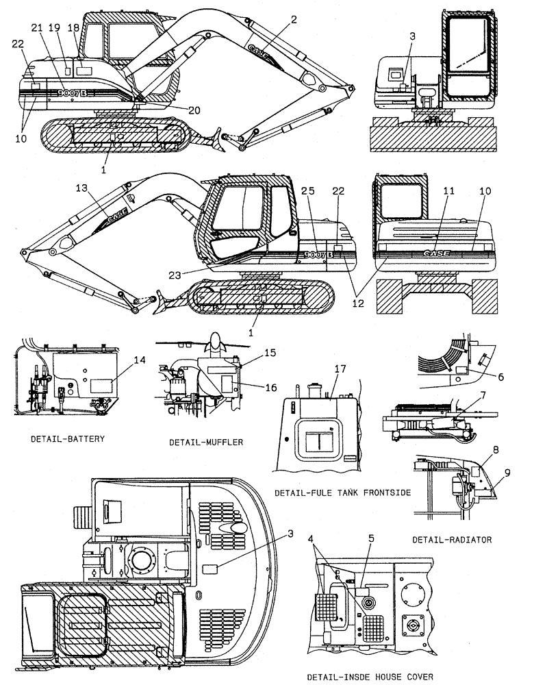 Схема запчастей Case 9007B - (9-82) - DECALS - MONOBLOCK BOOM (09) - CHASSIS