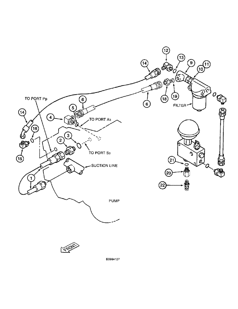 Схема запчастей Case 9060B - (8-034) - PUMP PILOT SUPPLY LINES (08) - HYDRAULICS